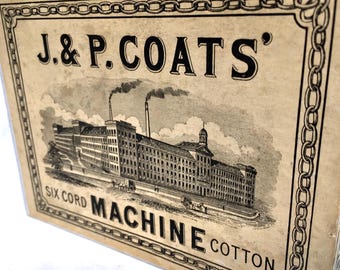 Vintage J. & P. Coats Six Cord Machine Cotton Spools / Wooden