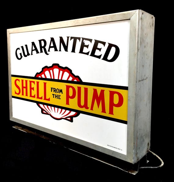 Vintage Advertising - Freestanding Double Sided Shell Pump Sign C