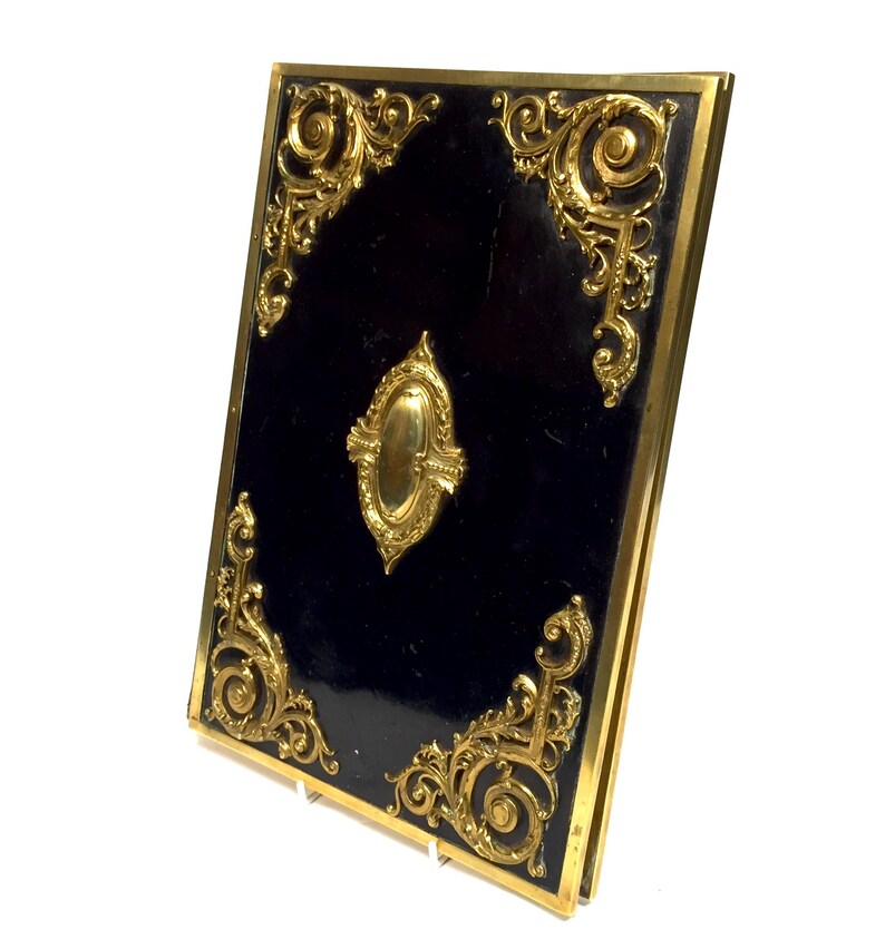 Antique 19th Century Lacquered Blotter Notepad With Brass Decorative ...