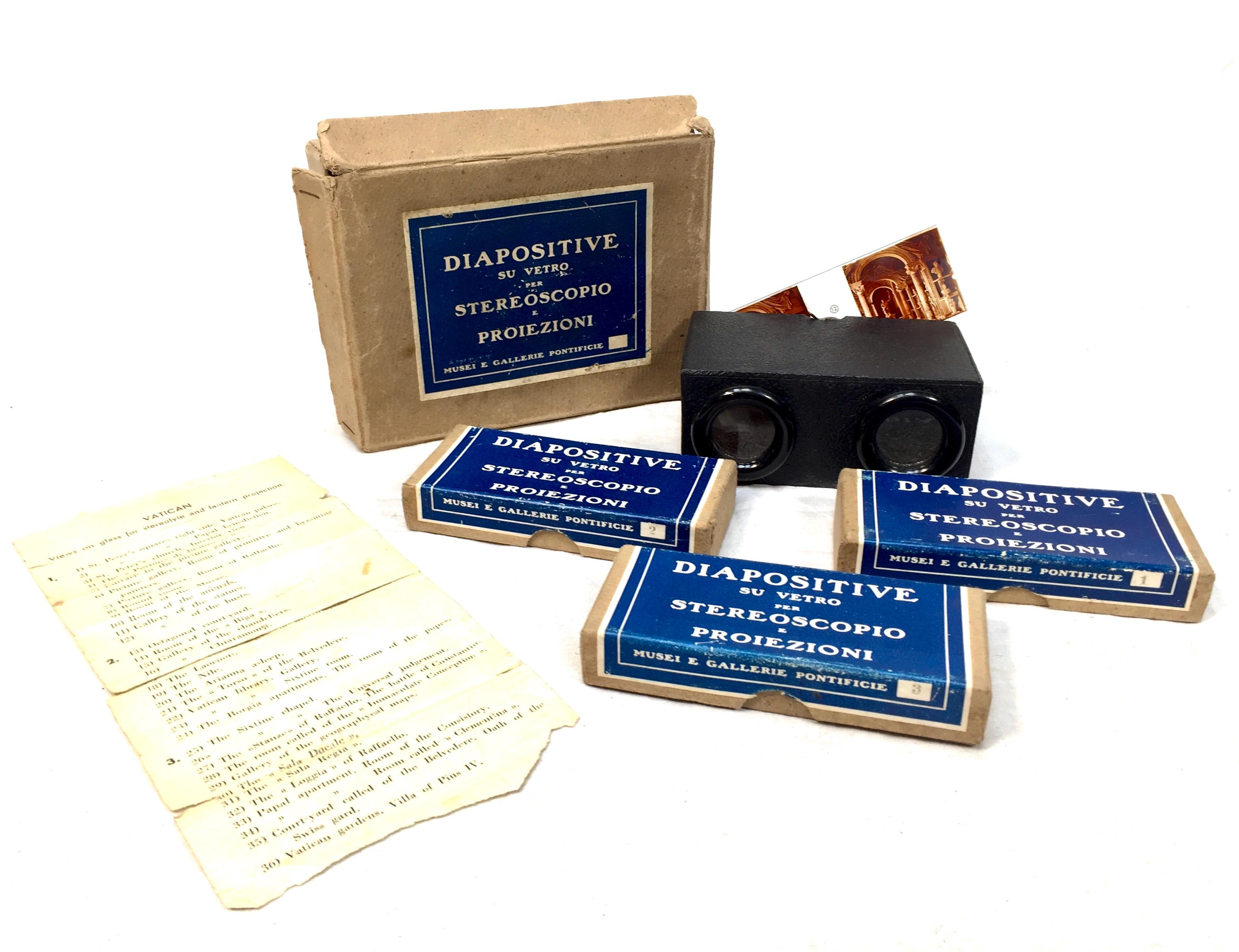 Complete set of 36 glass stereoscopic slides of the Vatican c. 1930s Complete set of 36 glass stereoscopic slides of the Vatican c. 1930s