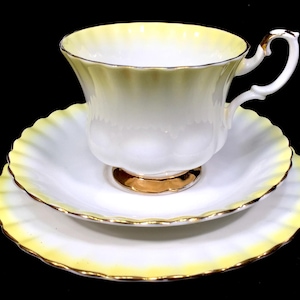 Vintage Royal Albert Rainbow Yellow & White Bone China Tea Trio / Cup / Saucer
