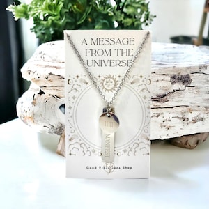 A Message From The Universe ⎮11:11 Manifest Necklace, Angel Number Necklace, Silver 1111 Manifest Charm Necklace, 1111 Jewelry