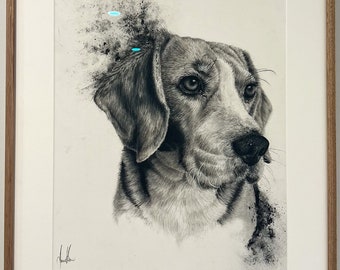 Custom Hand Drawn Charcoal Pet Portrait