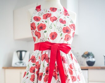 Personalized gifts with name cooking apron baking apron grilling apron kitchen apron apron poppies