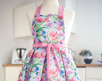 Cooking apron baking apron kitchen apron baking queen baking with love tulips