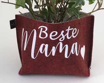 Personalisiert mit Namen Wunschtext Geschenk Filztüte Utensilo Geschenkverpackung Blumentopf Mama