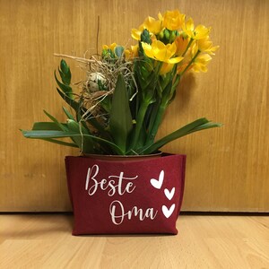 Personalisiert mit Namen Wunschtext Geschenk Filztüte Utensilo Geschenkverpackung Blumentopf Mama Bild 5