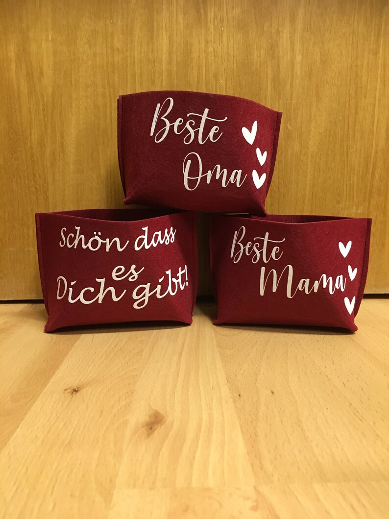 Personalisiert mit Namen Wunschtext Geschenk Filztüte Utensilo Geschenkverpackung Blumentopf Mama Bild 8