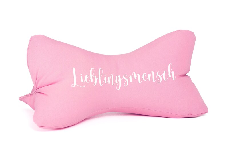 Sylodesign Personalisiert Geschenk mit Namen Leseknochen Nackenkissen Knochenkissen Dekokissen Buchstütze Reisekissen Einhorn pink grau Mit Wunschtext