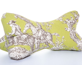 Sylodesign Personalized gift with name reading bone neck pillow toyle de jou green