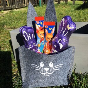 Osterkörbchen Osterkorb Personalisiert mit Namen Osterhase Filz grau Hase Körbchen Geschenkkörbchen Bild 6