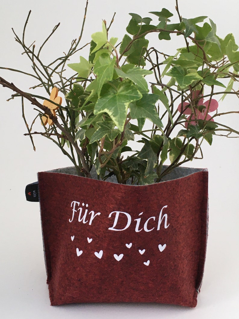 Personalisiert mit Namen Wunschtext Geschenk Filztüte Utensilo Geschenkverpackung Blumentopf Mama Bild 2