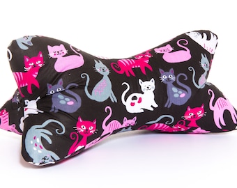 Reading bone personalized with name cat pink grey