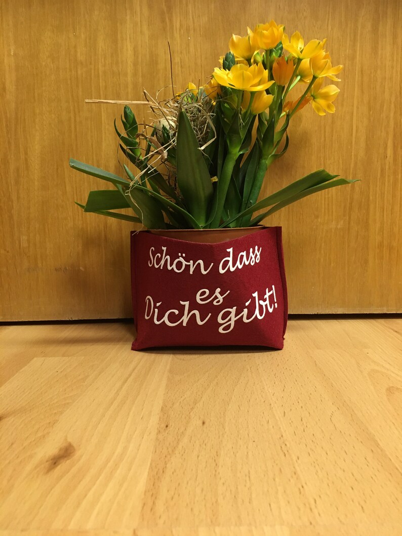 Personalisiert mit Namen Wunschtext Geschenk Filztüte Utensilo Geschenkverpackung Blumentopf Mama Bild 6