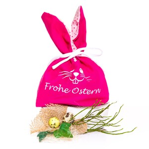 Personalisiert mit Namen Wunschtext Frohe Ostern Osterbeutel Stoffbeutel Hase Geschenkbeutel Geschenk zu Ostern Bild 2