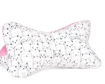 Sylodesign Personalized Gift with Name Reading Bone Neck Pillow Bone Pillow Cushion Decorative Pillow Bookend Cat