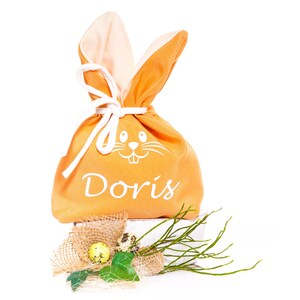 Personalisiert mit Namen Wunschtext Frohe Ostern Osterbeutel Stoffbeutel Hase Geschenkbeutel Geschenk zu Ostern Bild 3