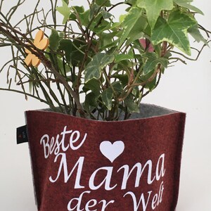 Personalisiert mit Namen Wunschtext Geschenk Filztüte Utensilo Geschenkverpackung Blumentopf Mama Bild 4