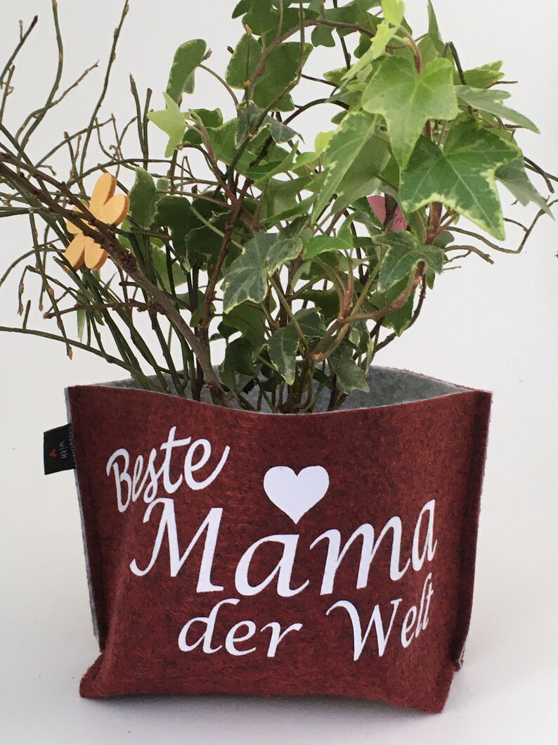 Personalisiert mit Namen Wunschtext Geschenk Filztüte Utensilo Geschenkverpackung Blumentopf Mama Bild 4