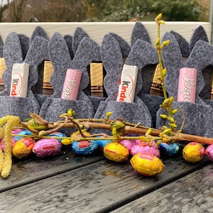 10er Set Mini Filzhase Osterhase grau Osterdeko Tischdeko Geschenk Frohe Ostern Osterngeschenke
