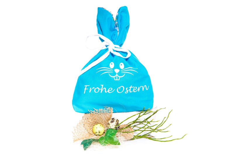 Personalisiert mit Namen Wunschtext Frohe Ostern Osterbeutel Stoffbeutel Hase Geschenkbeutel Geschenk zu Ostern Bild 4