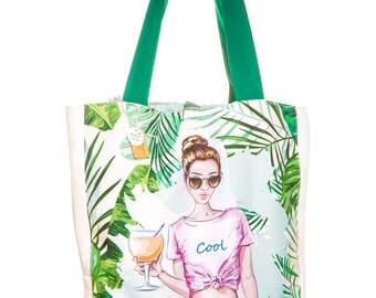 Sommertasche Shopper Damentasche Tasche Strandtasche Handtasche wetterfest Dame Frau Sonnenbrille