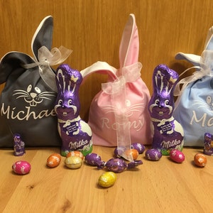 Personalisiert mit Namen Wunschtext Frohe Ostern Osterbeutel Stoffbeutel Hase Geschenkbeutel Geschenk zu Ostern Bild 7