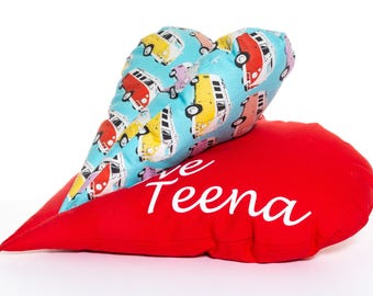 Sylodesign Personalized with name heart pillow double heart bookend neck pillow heart car camper bus