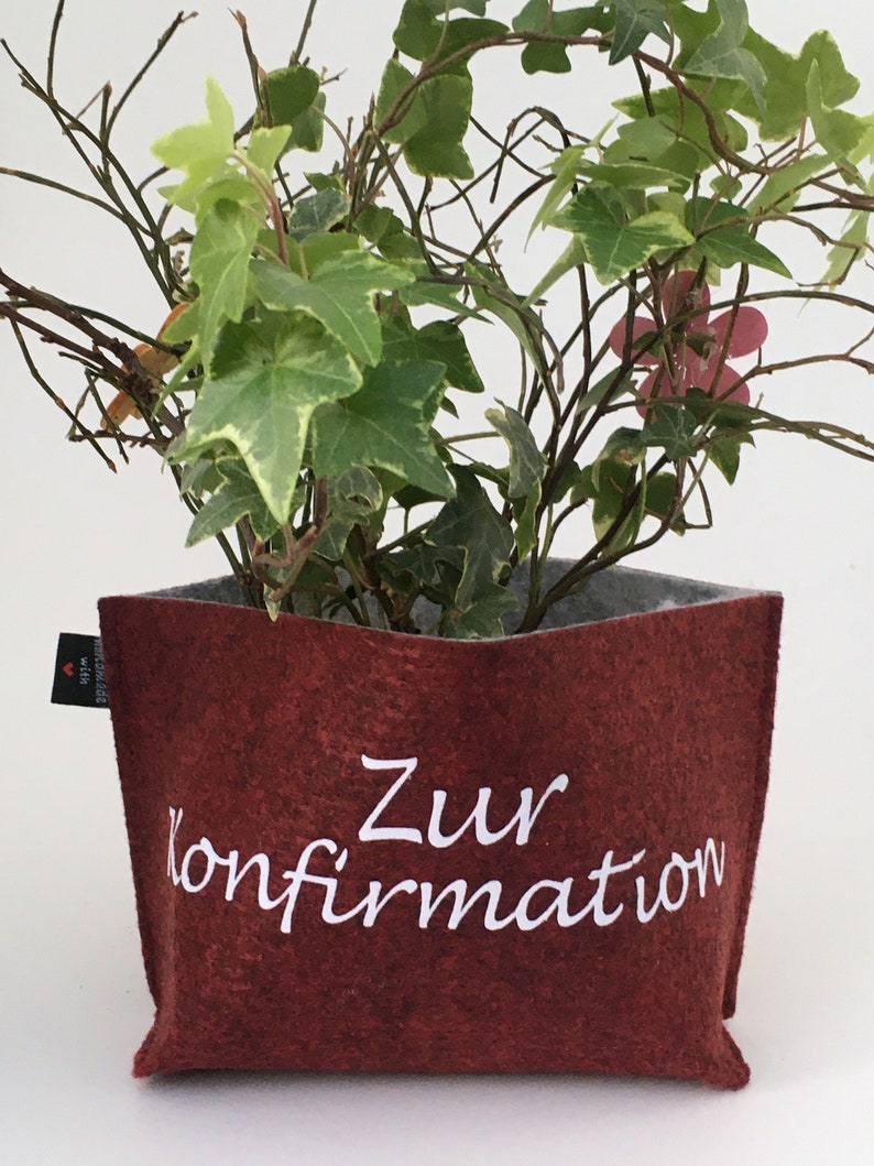 Personalisiert mit Namen Wunschtext Geschenk Filztüte Utensilo Geschenkverpackung Blumentopf Mama Bild 3