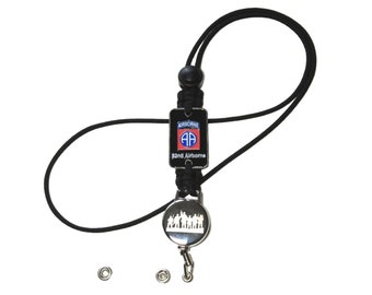 Paracord Lanyard: 82nd Airborne Lanyard, 82nd Airborne Paracord Lanyard, Army Lanyard, Military Lanyard, Neck Lanyard With Retractable Reel