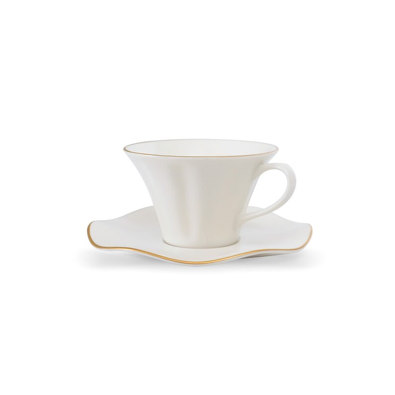 12 Piece Gural Porcelain Handmade Tea Cup Set, Turkish Tea Thin Edge