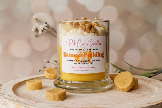 Deliciously Sweet Banana Cream Pie Dessert Candle | Pudding Soy Wax Dessert Candle | Fake Food Soy Wax Candle | Dessert Inspired Candle