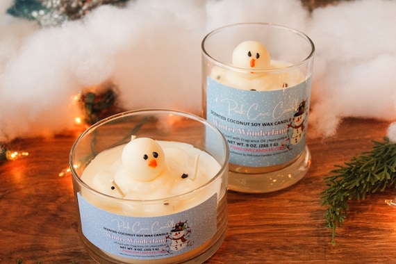 Snowman Winter Wonderland 9 oz. Candle | Melted Snowman Winter Wonderland Candle - Fruity Blend with a Spritz of Orange and Cinnamon