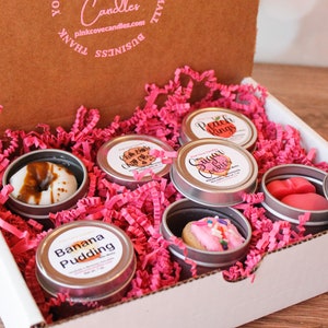 Gift Box - Six Tins | Foodie Wax Melt Gift Box - Choose Your Scents! Six Food Shaped Melts in Resealable Bag - Perfect Gift Idea!