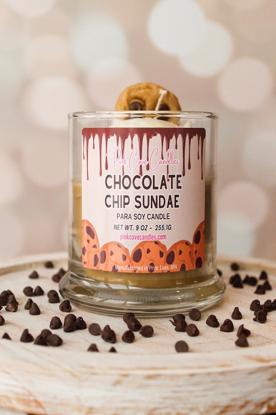 Chocolate Chip Sundae Dessert Candle | Chocolate Soy Wax Dessert Candle | Fake Food Soy Wax Candle | Dessert Inspired Candle