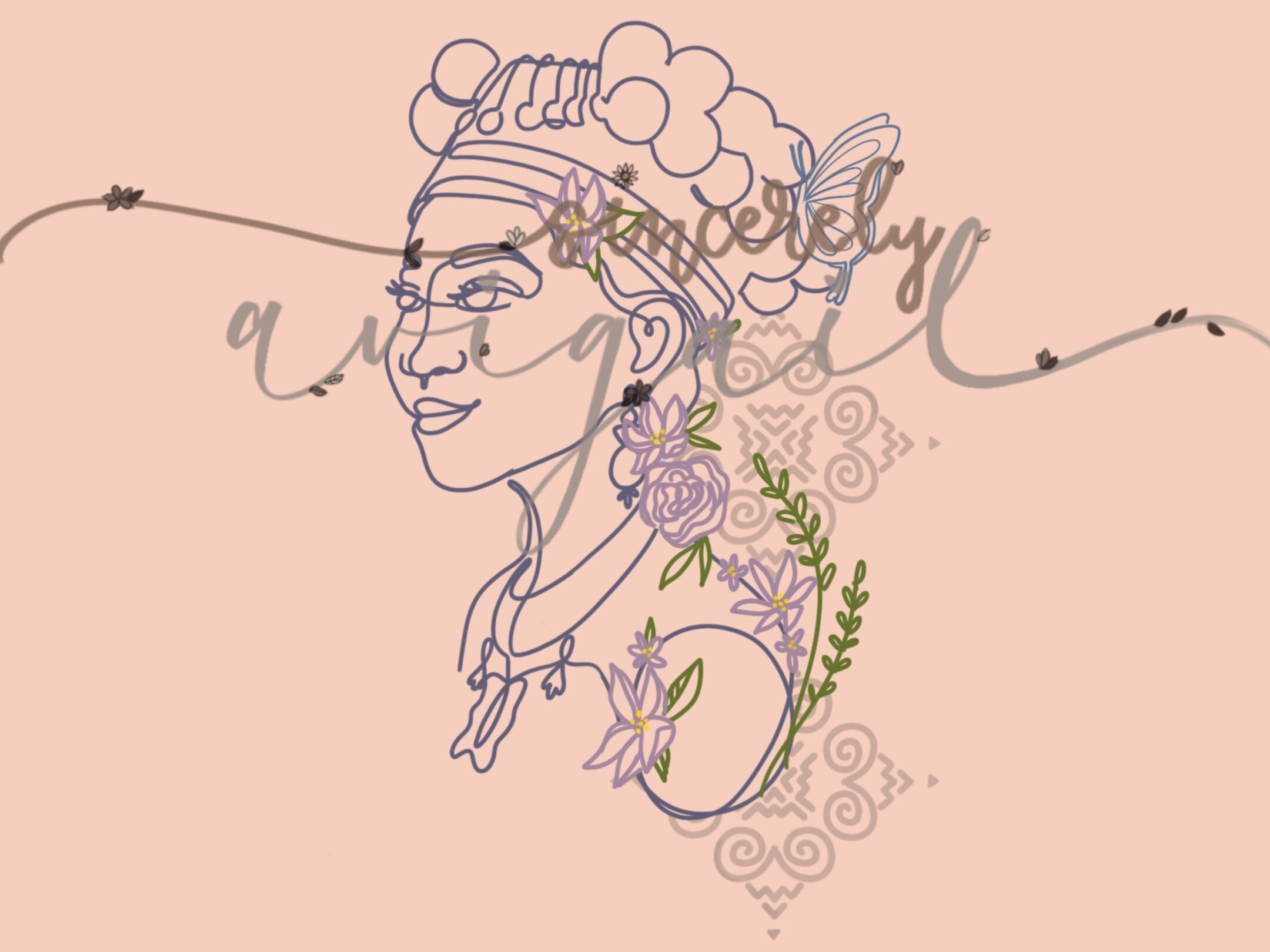 Hmong Girl One Line Drawing Etsy