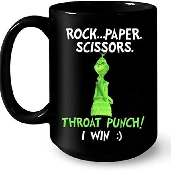 Rock Paper Scissors Throat Punch I Win Coffee Mug Gift Coffee Mug Black Mug