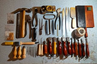 Kit 25 Pezzi Utensili Per Lavorazione Pelle - Attrezzi Cucito A Mano Per Cuoio, Tessuti Pesanti E Pelletteria Fai Da Te