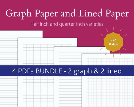 printable graph paper and lined paper bundle stationery paper etsy