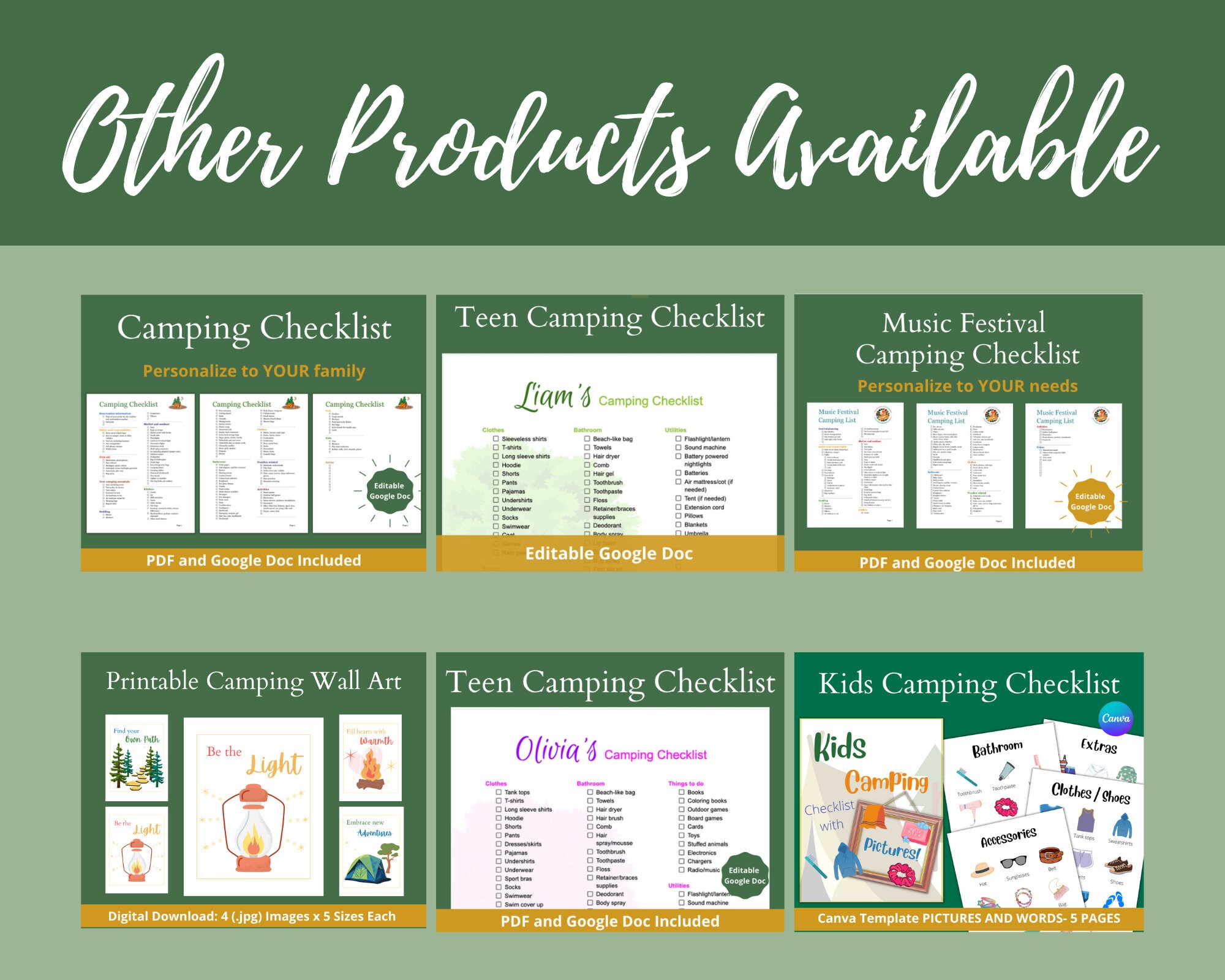 Camp Checklist Editable, RV Checklist Before Leaving, Packing List