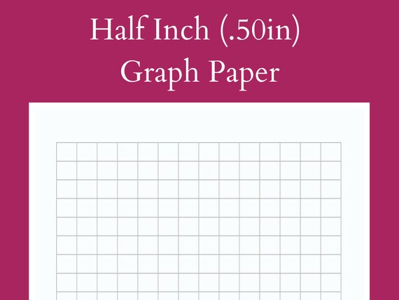printable half inch 50 inch graph paper two squares per etsy