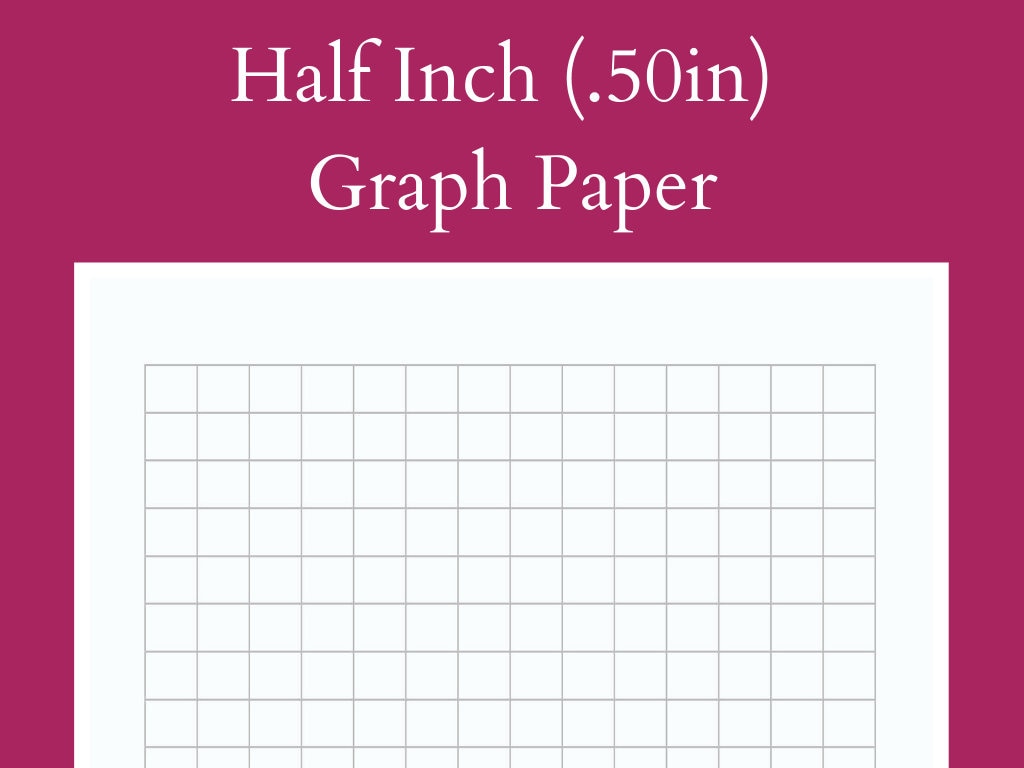printable half inch 50 inch graph paper two squares per etsy