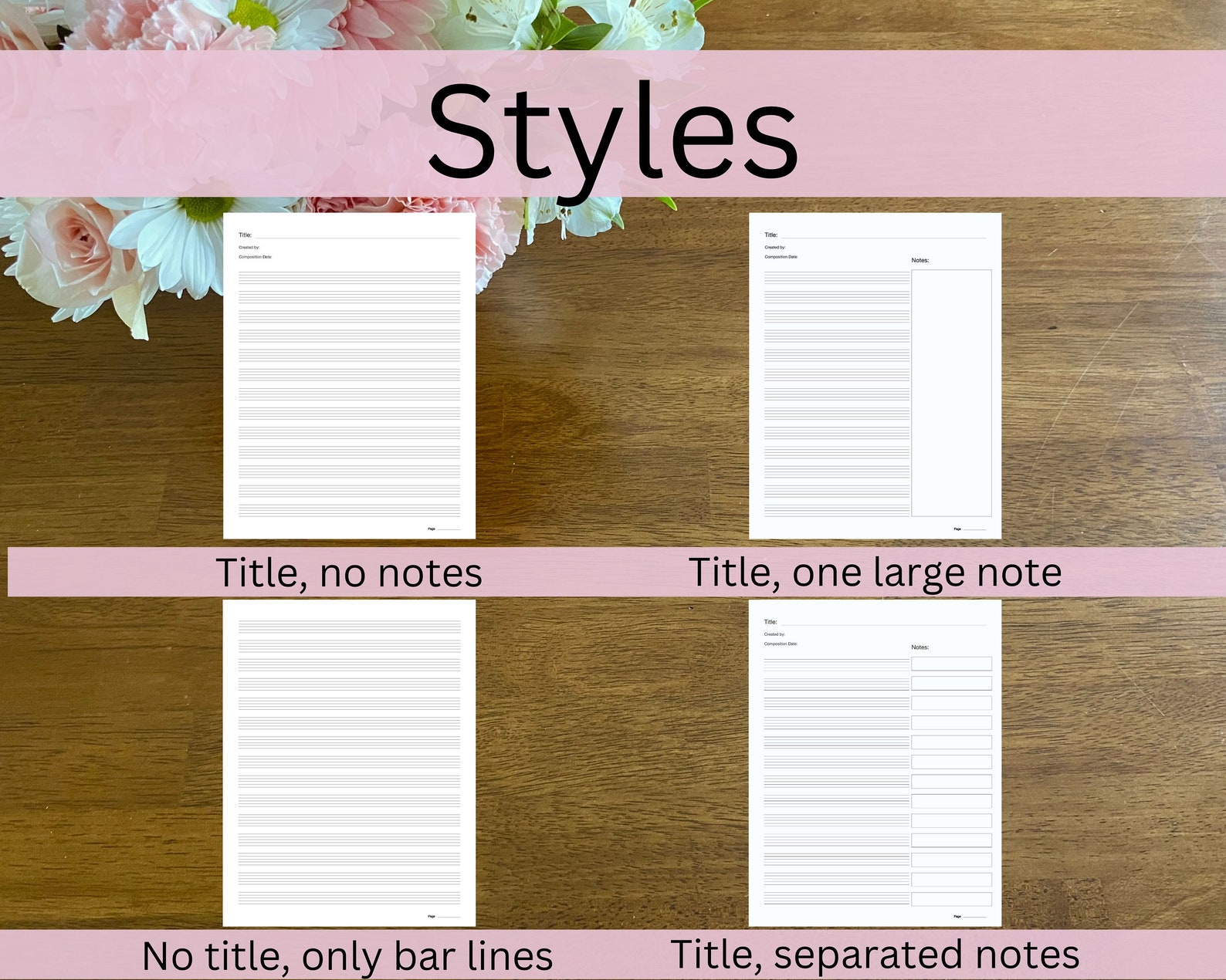 Printable Music Staff Sheet, Blank Music Paper, Manuscript Sheet ...