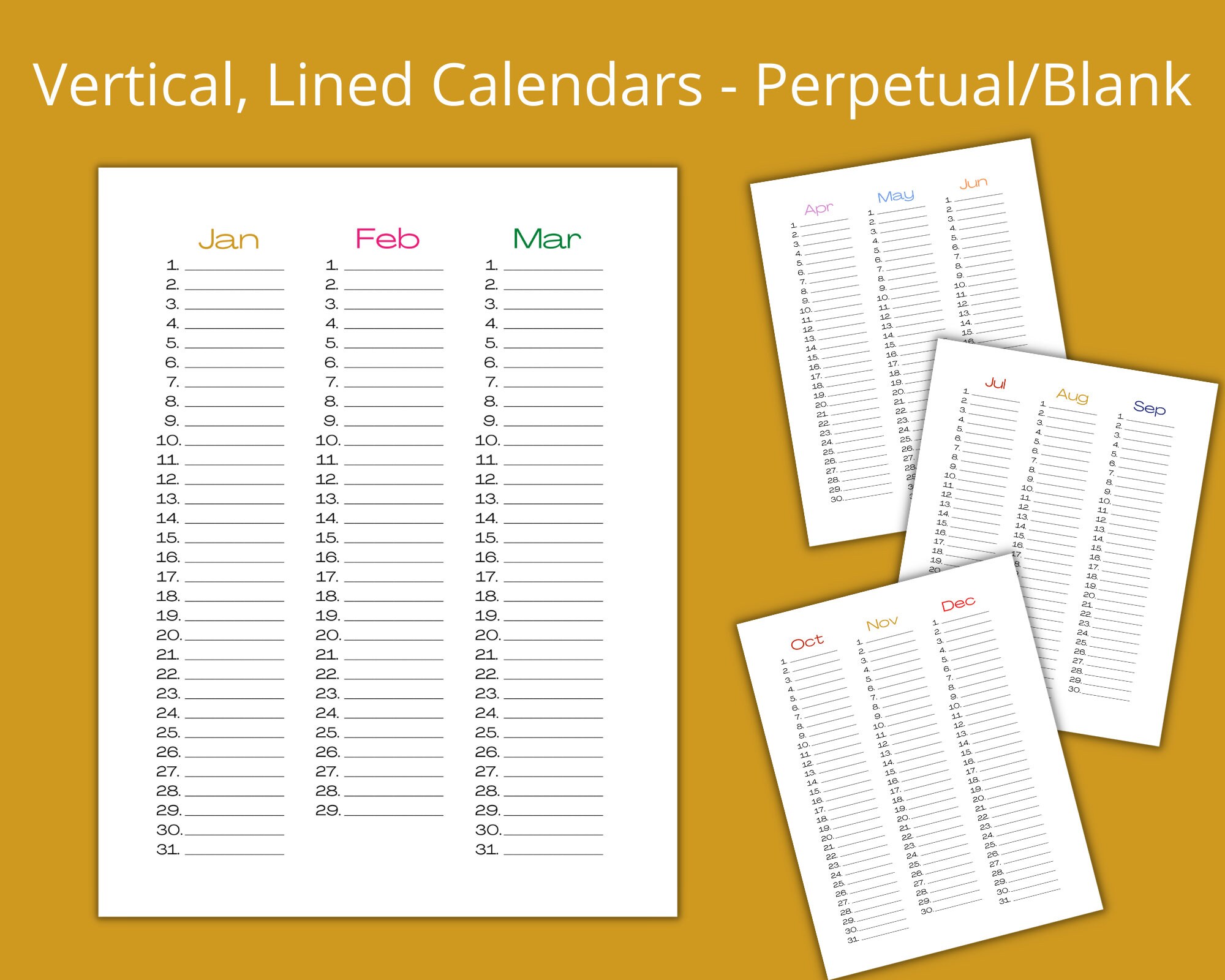 Perpetual birthday and anniversary calendar bundle printable party