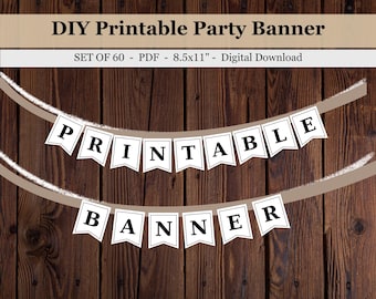 Banner imprimible DIY (descarga digital), fiesta de cumpleaños, decoración de baby shower, decoración de eventos, diseño de cola de golondrina, diseño simple y lindo, banderines