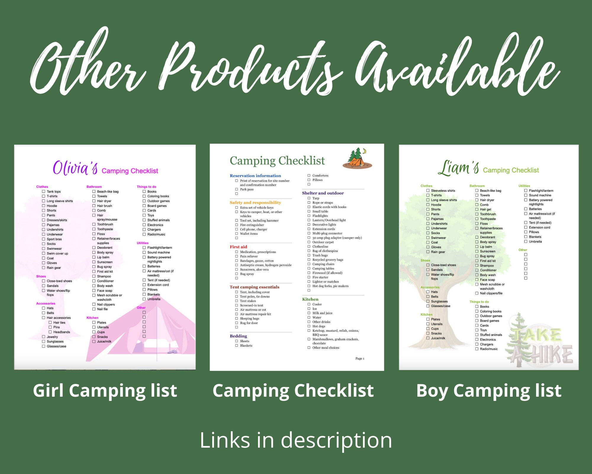 Camp Checklist Editable, RV Checklist Before Leaving, Packing List