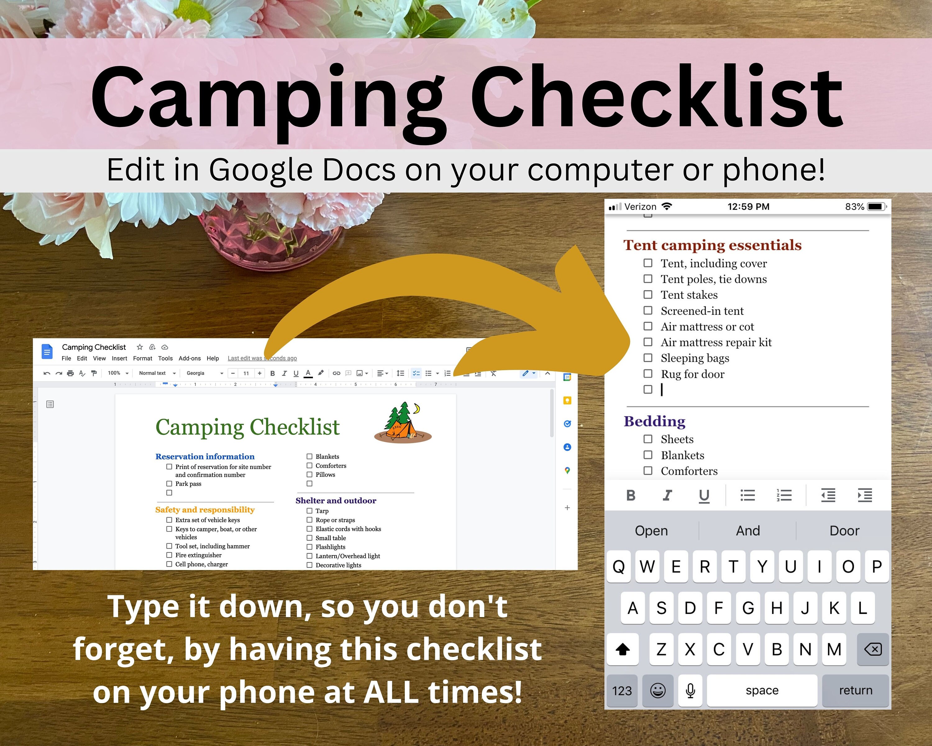 Camp Checklist Editable RV Checklist Before Leaving Packing Etsy
