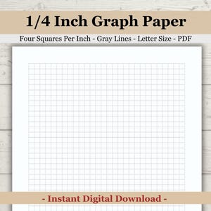 Printable Graph Template Paper, Printable Graph Paper Quarter Inch (.25 inch), Four squares per inch, 1/4 inch squares, Drawing, School Math