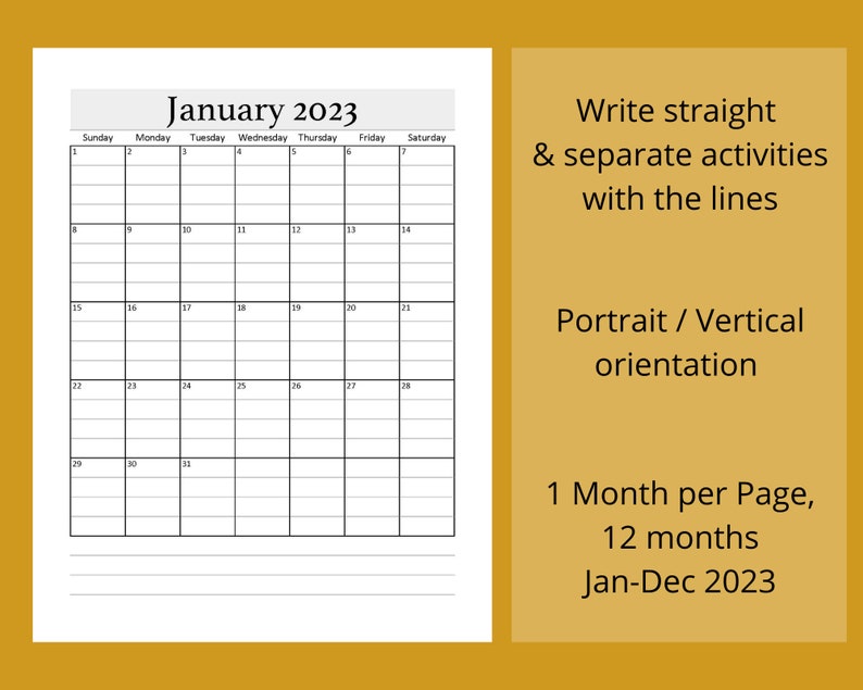 2023-lined-calendar-printable-2023-calendar-jan-dec-2023-etsy