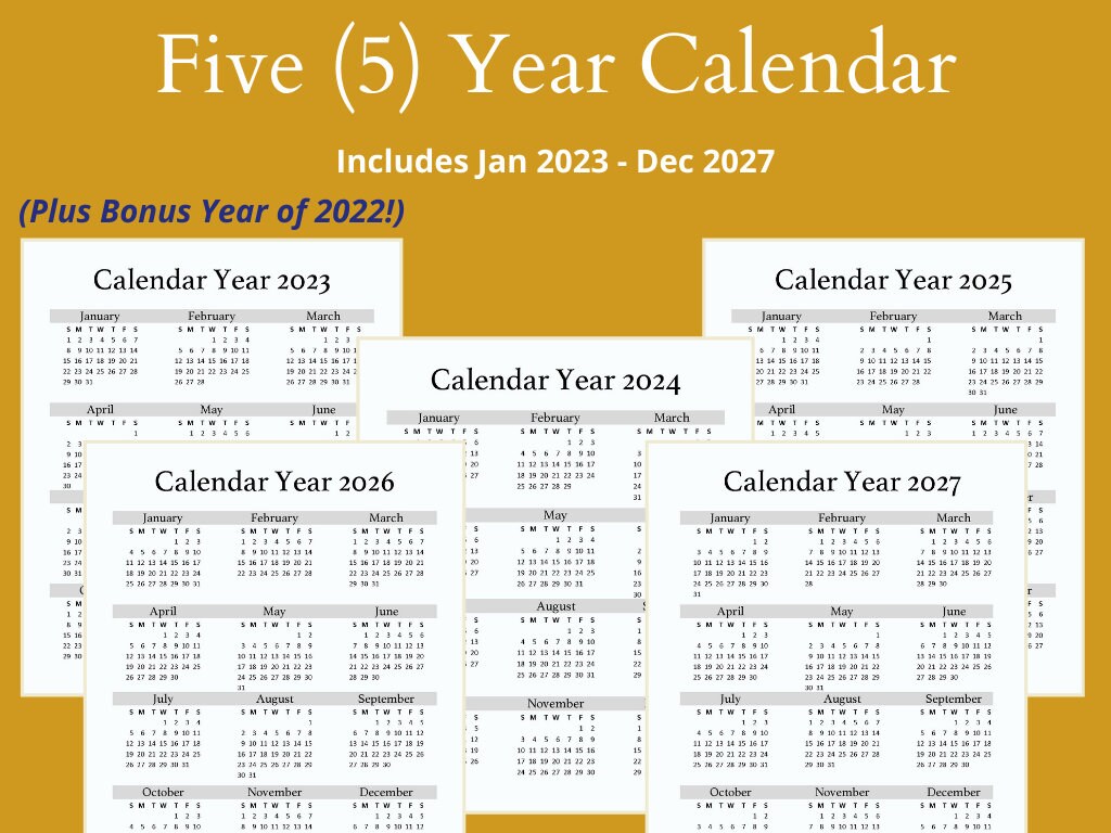 Five Year Calendar Printable